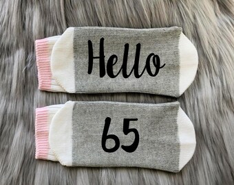Hello 65 Socks-65th Birthday Gift-Vintage 1960-Sixty Five AF-Turning 65-Best Friend Birthday Gift-65th Retirement Gift