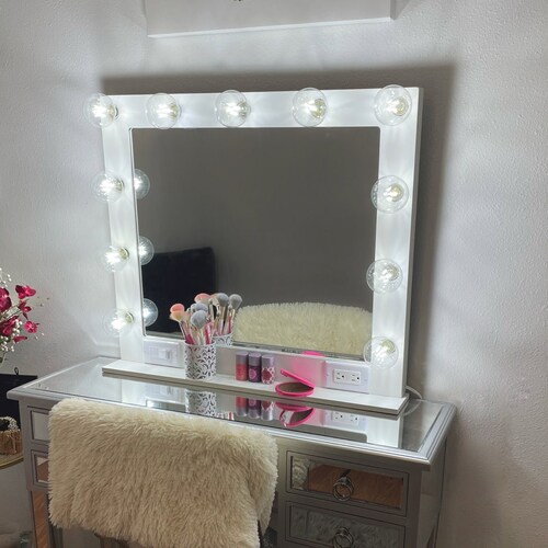 White Vanity Mirror With Lights 32 X 28 Made in the USA Etsy