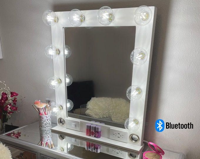 Bluetooth Vanity mirror with lights and USB 24 x 28 - Made in the USA