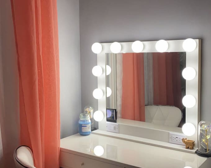 White vanity mirror with lights 32 x 28 - Made in the USA