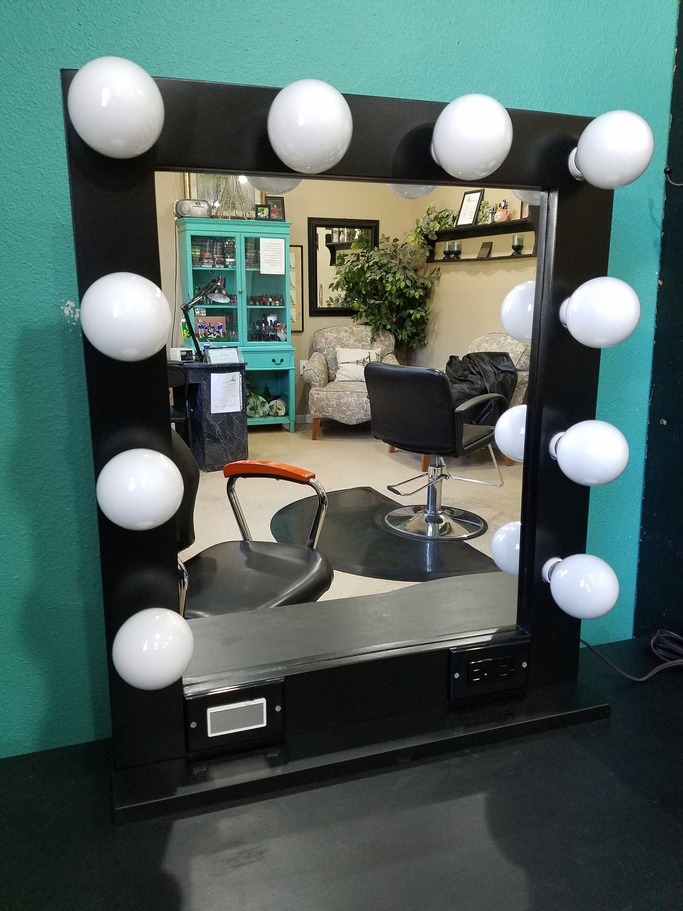 Black vanity mirror with lights 24 x 28 Made in the USA