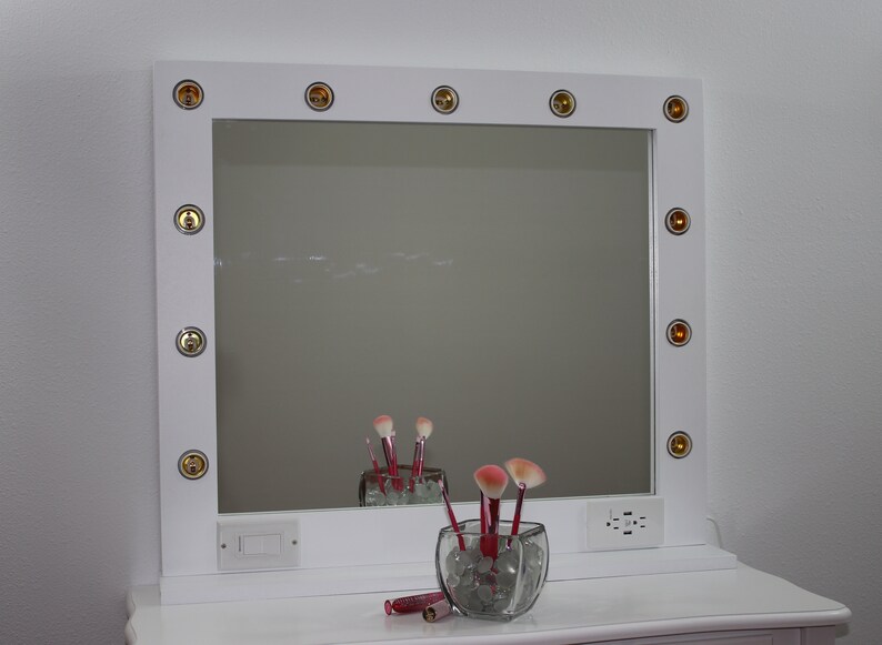 White Vanity Mirror With Lights 32 X 28 Made in the USA Etsy