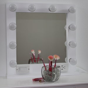 White vanity mirror with lights 24 x 24 Made in the USA image 2