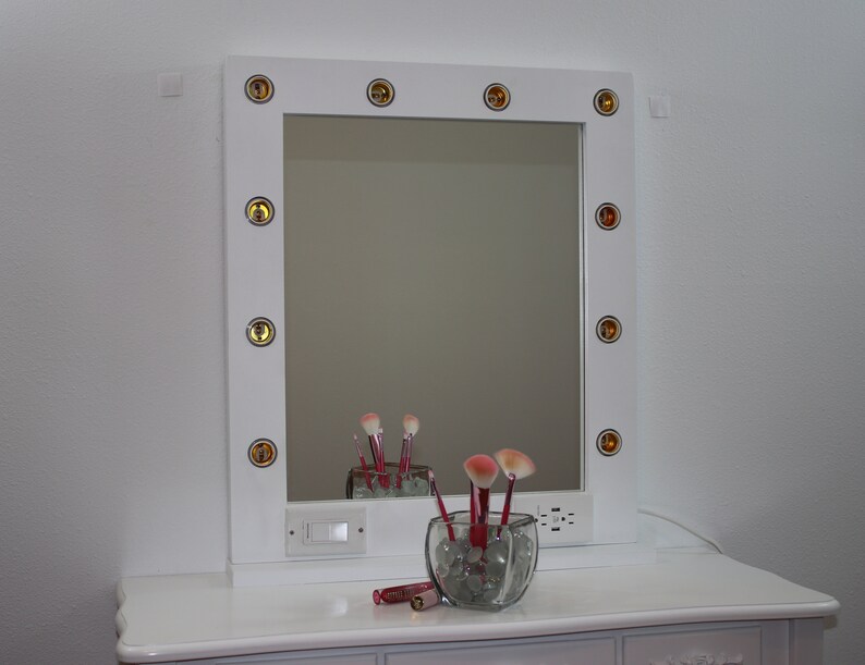White Vanity Mirror With Lights 24 X 28 Made in the USA Etsy