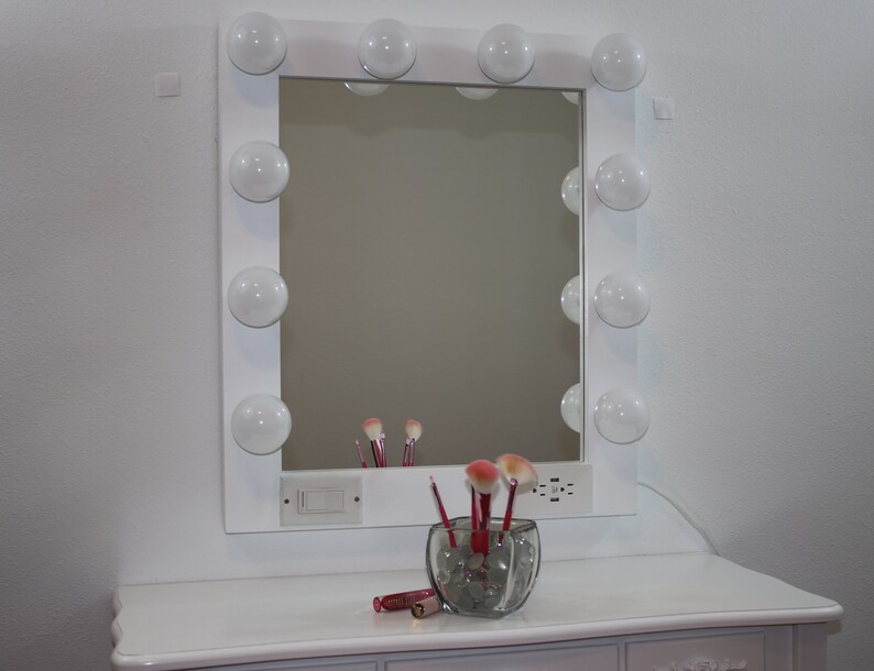 White Vanity Mirror With Lights 24 X 28 Made in the USA Etsy
