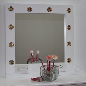 White vanity mirror with lights 24 x 24 Made in the USA image 3