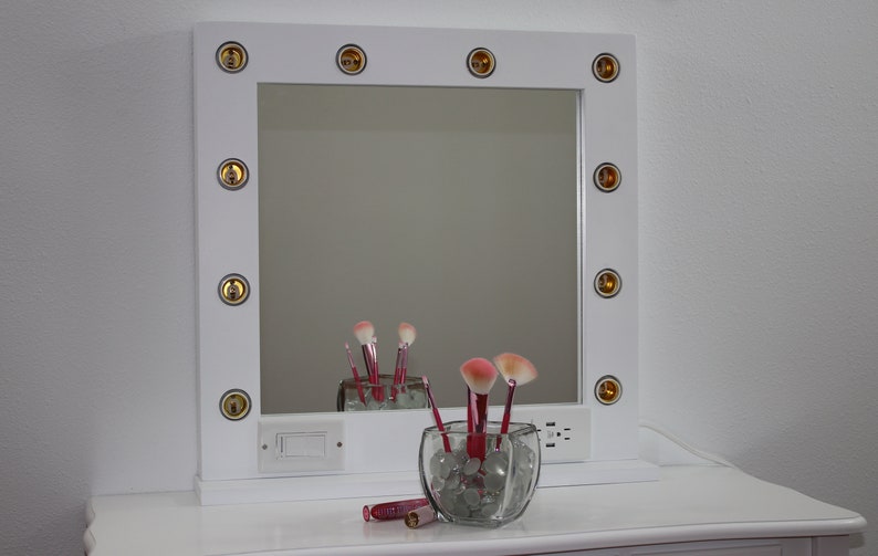 White vanity mirror with lights 24 x 24 Made in the USA image 3