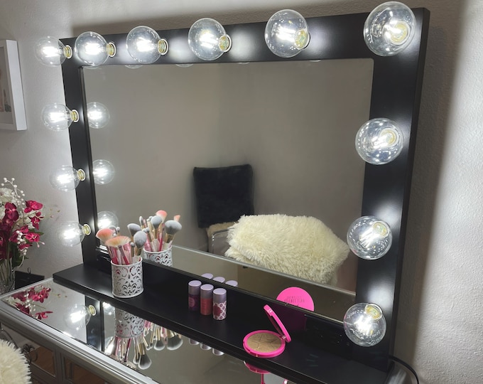 Black XL Vanity mirror with lights 40 x 28 - Made in the USA