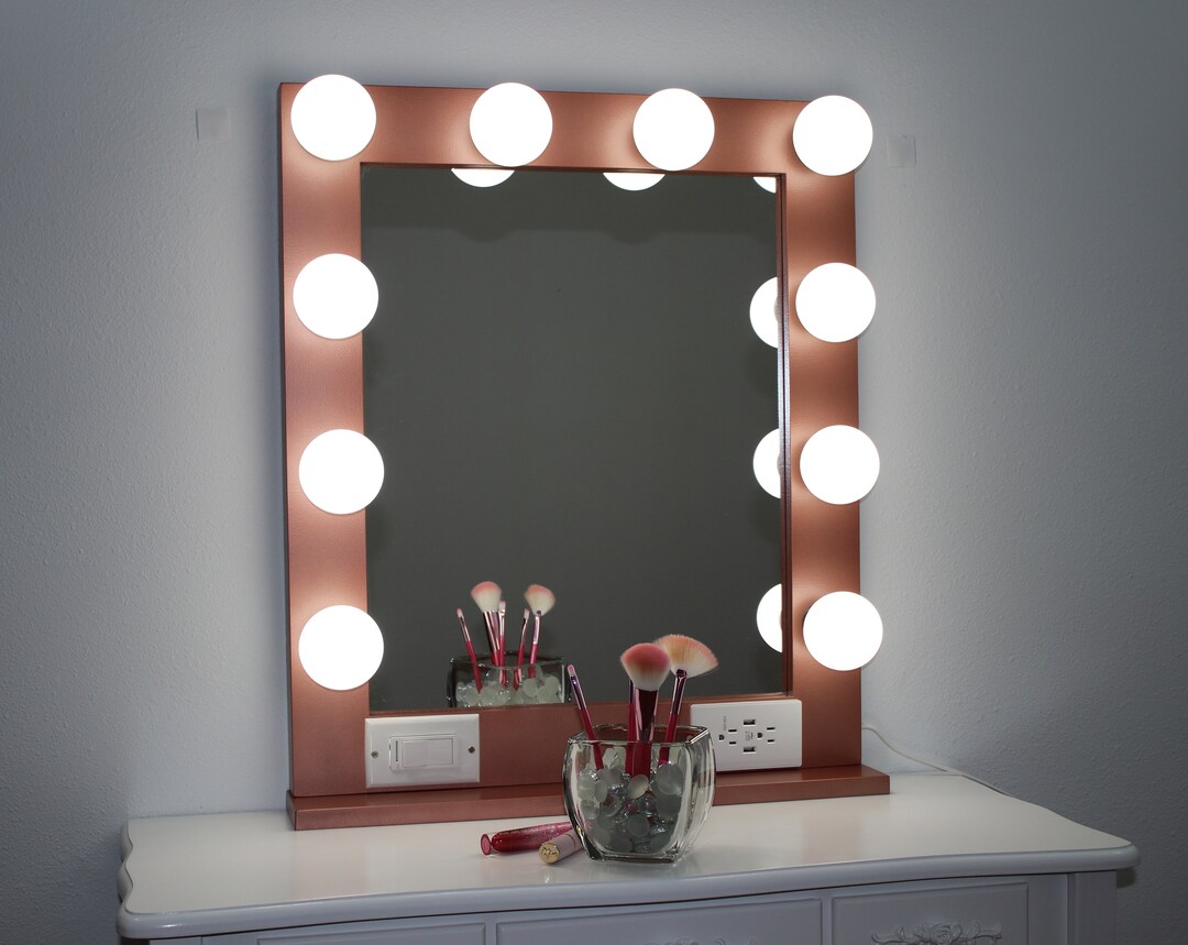 Rose Gold Vanity Mirror With Lights 24 X 28 Made in the USA Etsy