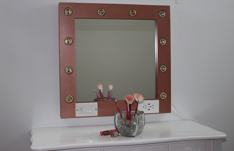 Rose Gold Vanity Mirror With Lights 24 X 24 Etsy