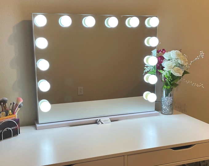 Large Frameless vanity mirror with lights 32 x 23  with bluetooth