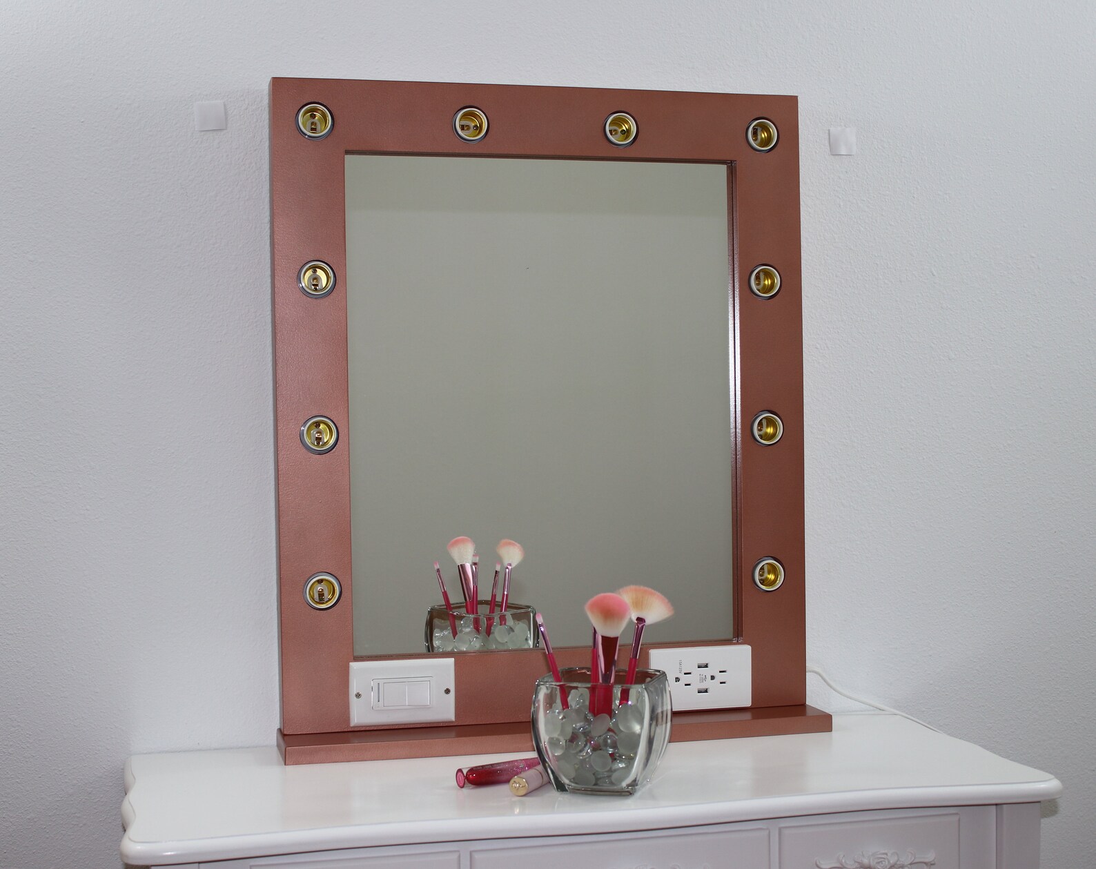 Rose Gold Vanity Mirror With Lights 24 X 28 Made in the USA Etsy