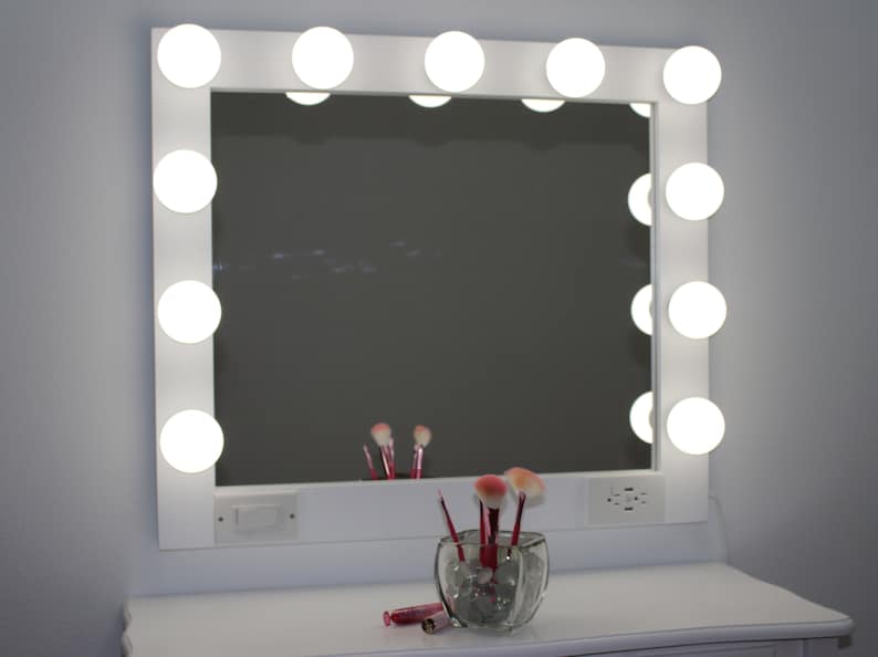 White Vanity Mirror With Lights 32 X 28 Made in the USA Etsy