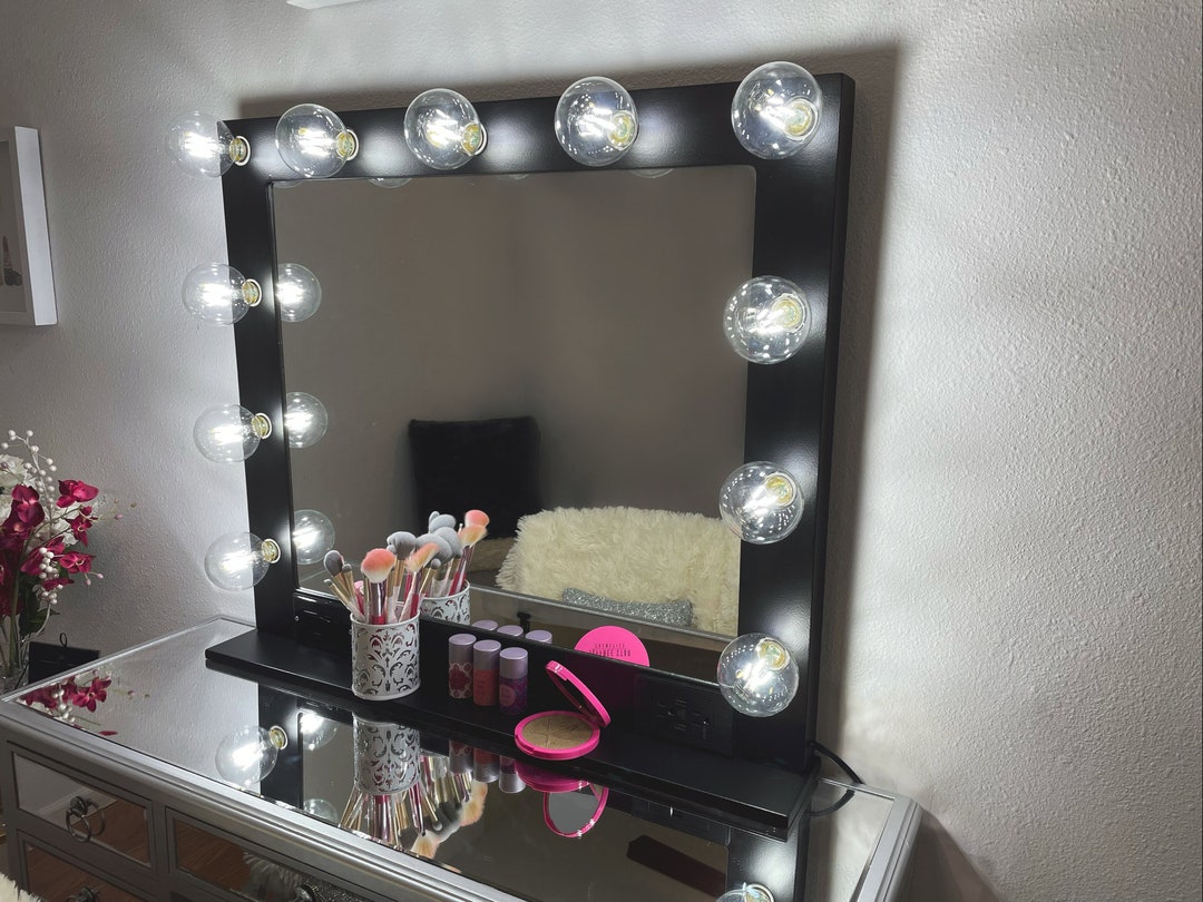 Black Vanity Mirror With Lights 32 X 28 Made in the USA - Etsy