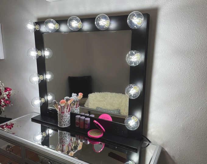 Black vanity mirror with lights 32 x 28 - Made in the USA