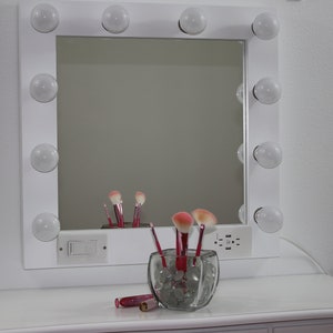 White vanity mirror with lights 24 x 24 Made in the USA image 5