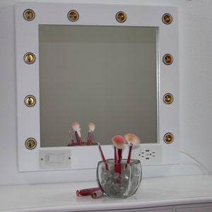 White vanity mirror with lights 24 x 24 Made in the USA image 6