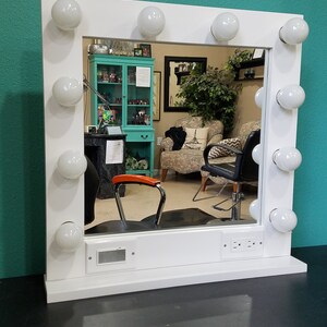 White vanity mirror with lights 24 x 24 Made in the USA image 10
