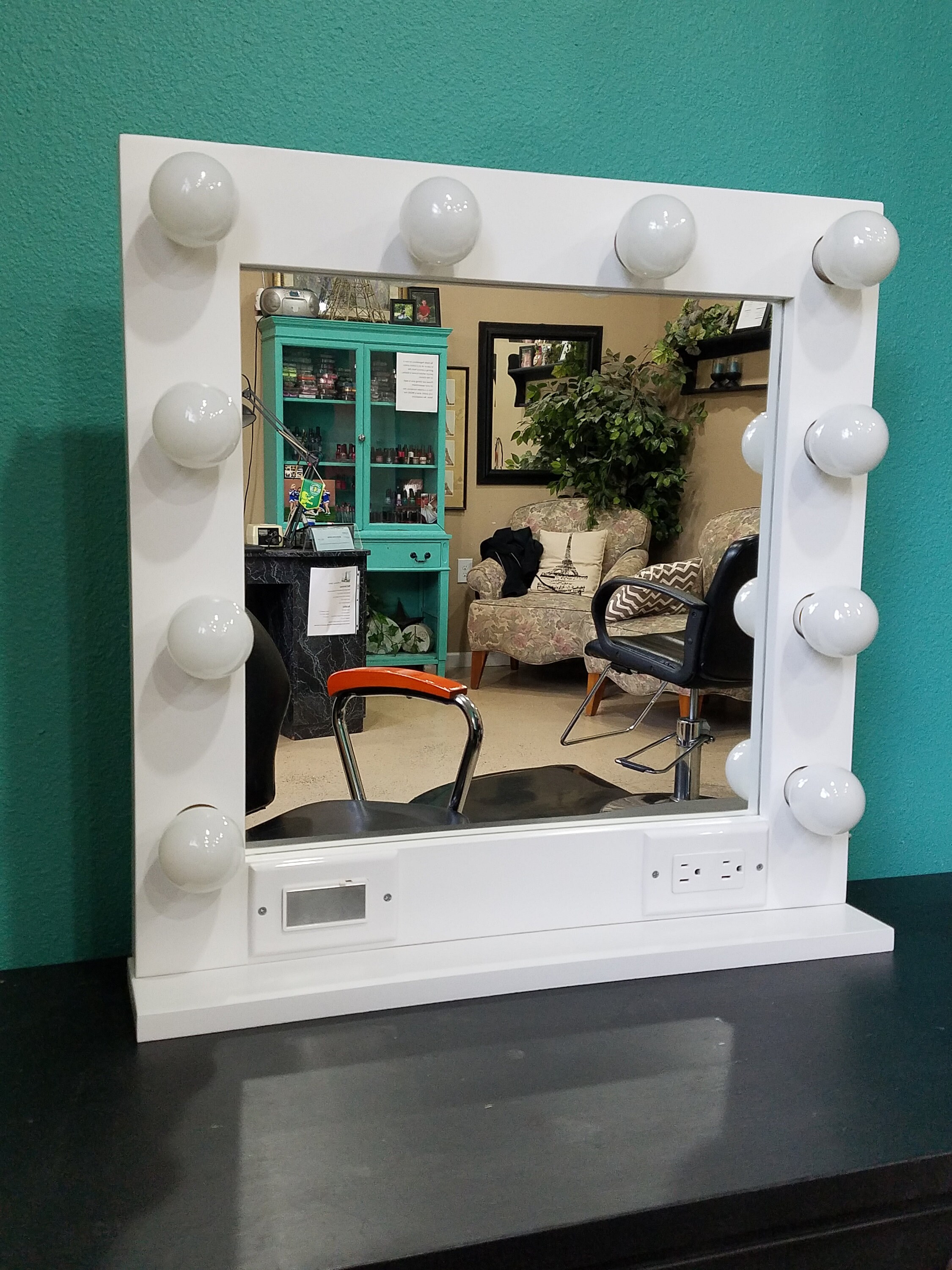 White vanity mirror with lights 24 x 24 Made in the USA