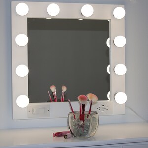 White vanity mirror with lights 24 x 24 Made in the USA image 4