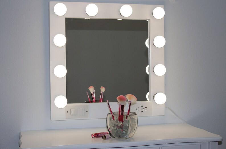 White vanity mirror with lights 24 x 24 Made in the USA image 4