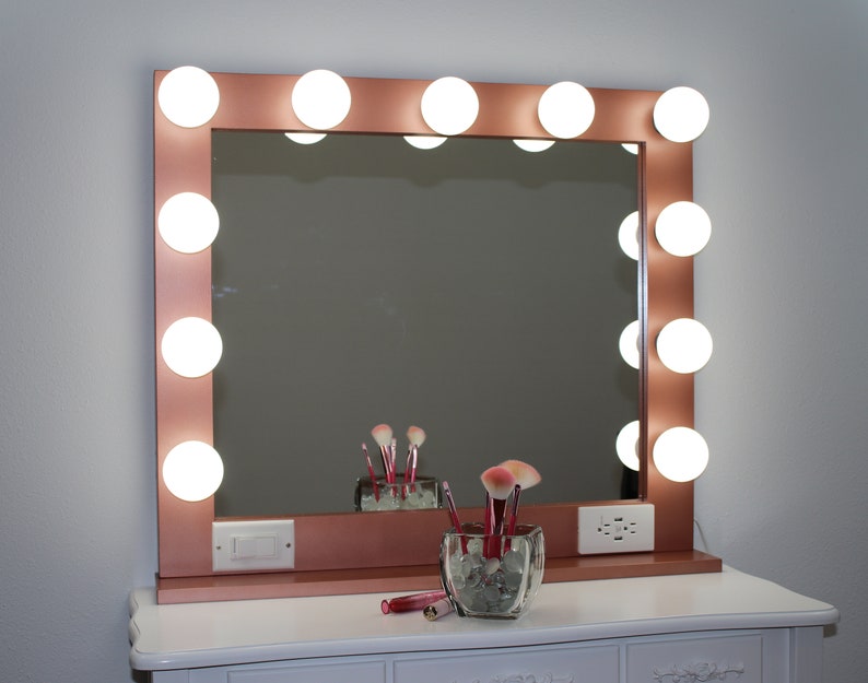 Rose Gold 32 X 28 Hollywood Style Lighted Vanity Makeup Mirror