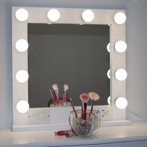 White vanity mirror with lights 24 x 24 Made in the USA image 1