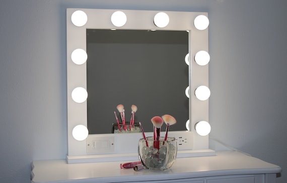 Small White 24x24 Hollywood Style, Makeup Vanity Mirror With Lights Small