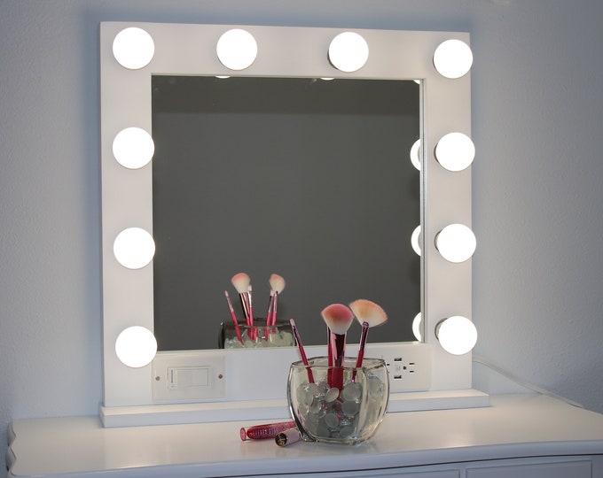 White vanity mirror with lights 24 x 24 - Made in the USA