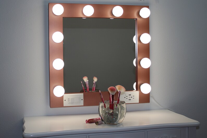Rose Gold Vanity Mirror With Lights 24 X 24 Made in the USA Etsy