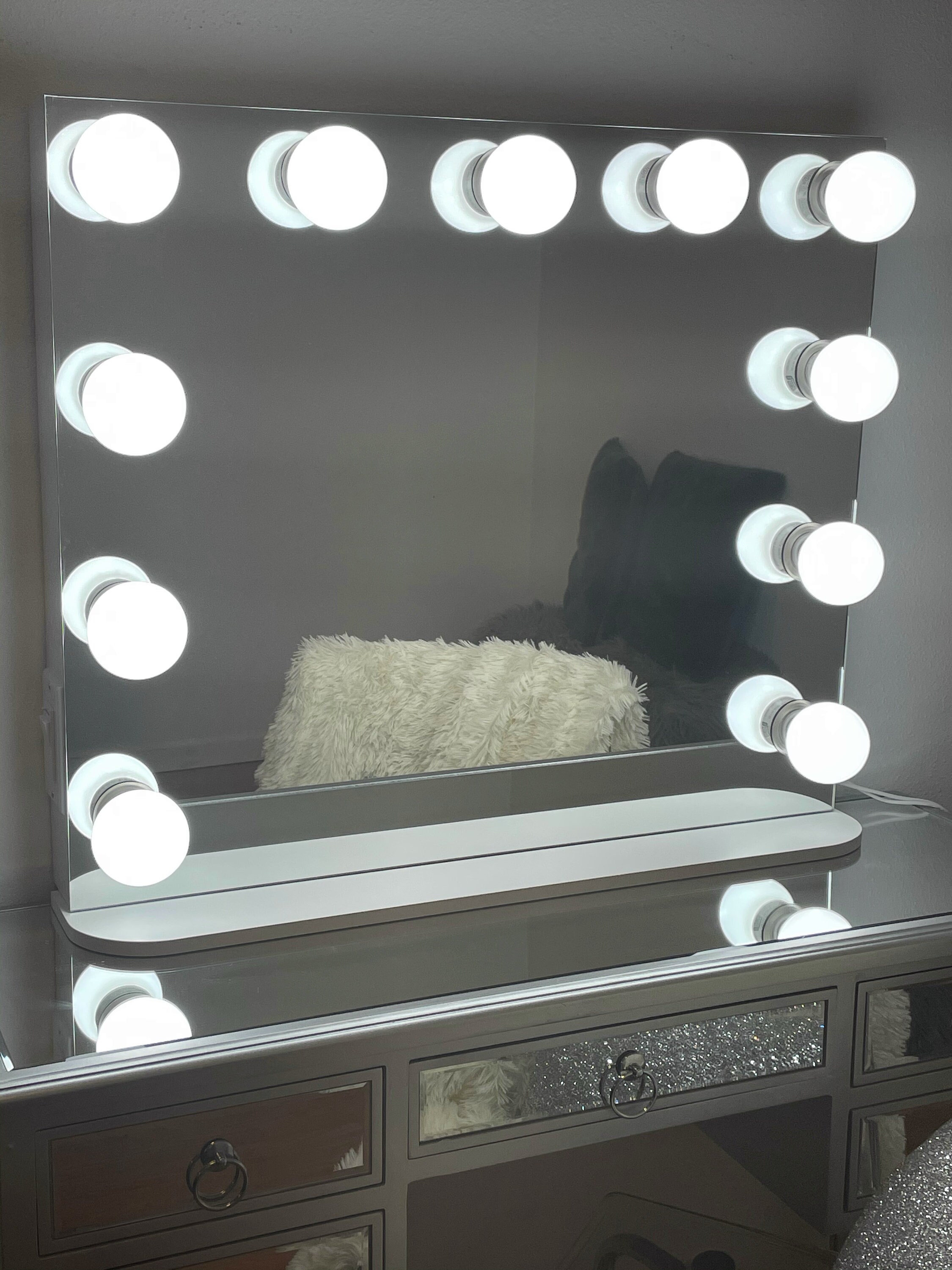 Frameless vanity mirror with lights 31 x 27 Made in the USA