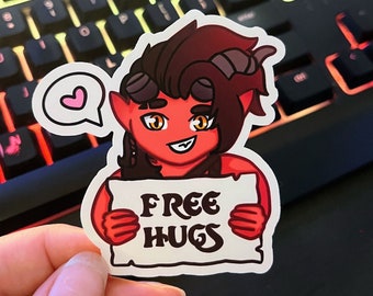 Baldur's Gate 3 Karlach Sticker – Free Hugs, Matte Vinyl
