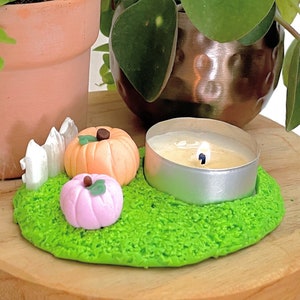 Handmade Pastel Pumpkin Candle holder - Springoween decor | Mabon & Samhain Altar Decor