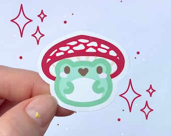 Mushroom Frog Sticker – Matte Vinyl Die-cut - Etsy