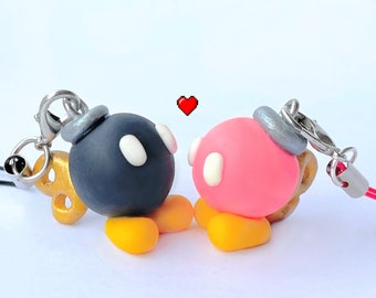 Bob-omb Battlefield Charm - Black or Pink! - Keychain  - Super Mario 64 - nintendo