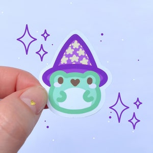 Sticker Wizard Froggy - Cosy Cottagecore gestanst vinyl - schattige kikkerstickers