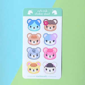 Stickervel Cute Animal Crossing - Cute Cubs - Cricut plannerstickers