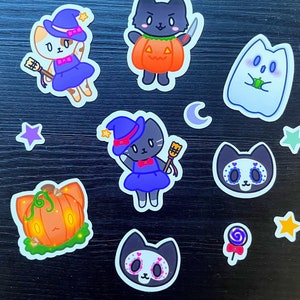 Halloween Cat Sticker Pack: Witchy Vinyl Decals