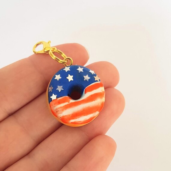 Cute Kawaii American Flag Donut Charm Usa United States Etsy