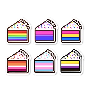 Cake Pride-stickers - SET VAN DRIE - Rainbow Pride-vlaggen - Gestanst vinyl - Leuke Pride-stickers