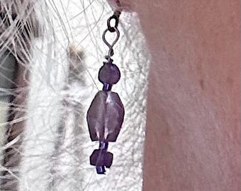 Amethyst earring. Faceted 3 stone dangle Amethyst earrings. Sterling Silver ear wires.  February's birthstone. Stone of royalty