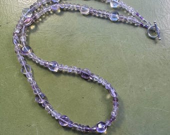 Ametrine and Amethyst 19 1/4 inch long necklace. February's birthstone. Silver filled toggle clasp. Lavender gemstones. Lavender jewelry.