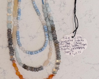 Tale of 2 Skies. Inspired by the Monsoon & Sunset sky. Aquamarine, Blue Opals, Carnelian, Citrine, Golden Cream Quartz, Labradorite, Quartz