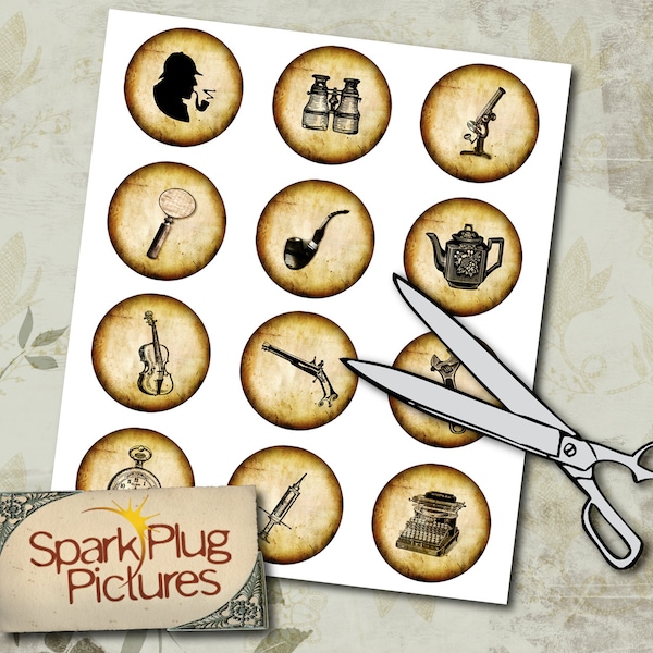 Sherlock Holmes Detective Printable Cupcake Toppers & Favor Tags