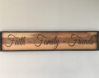 Faith Family Friends Primitive Rustic Stacking Blocks Wooden Sign Set 