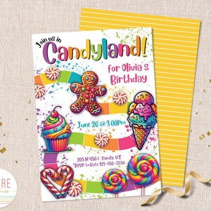 CANDYLAND Invitation, Candyland Party Invitation, Candyland editable invitation, instant download, editable template