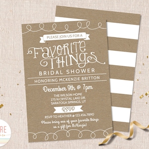 My Favorite Things Bridal Shower Invitation, My Favorite Things Party Invitation, Bridal Shower, editable template, digital download