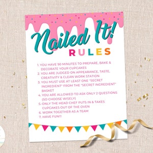 Nailed It Party Rules, Judging Sheet, Nailed It Birthday Party, Baking Party Rules, Teen Party, Instant Download, Editable, Canva Template