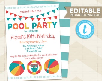beachball invitation etsy