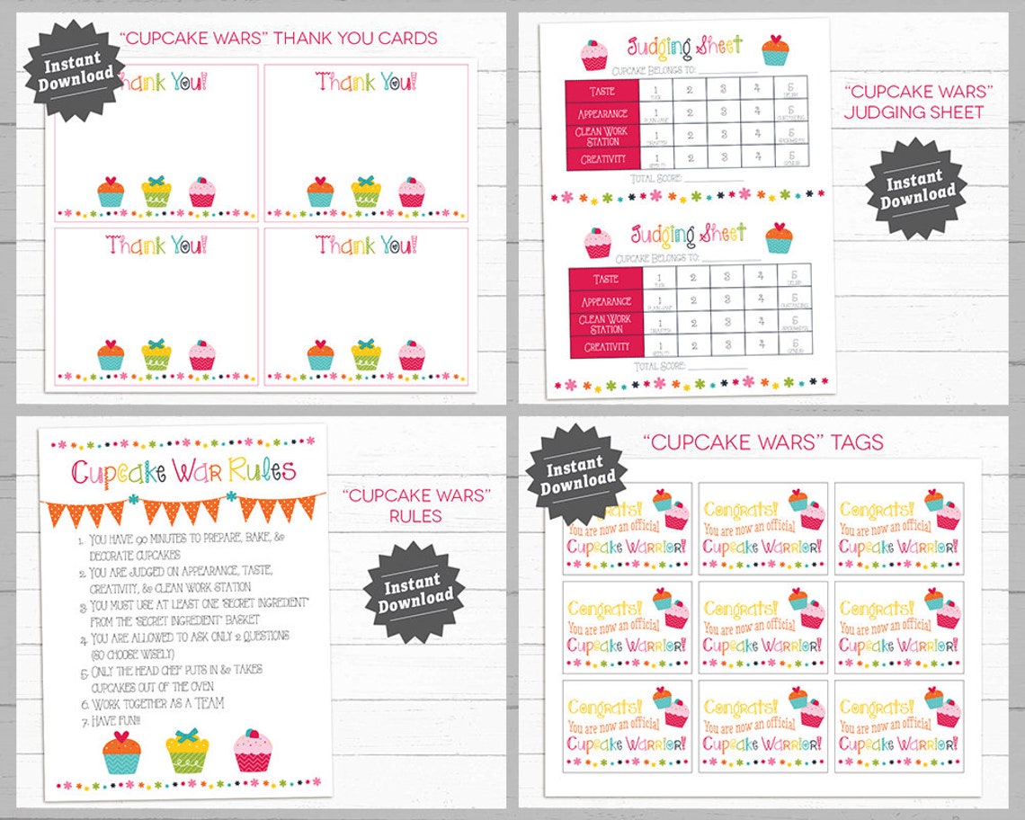 CUPCAKE Wars Party Package / Cupcake Wars Birthday, Rules, Judging